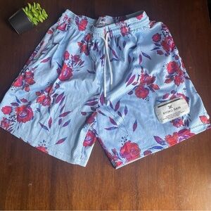 Ryoko Rain Blue Shorts With Roses Floral Print Size XL